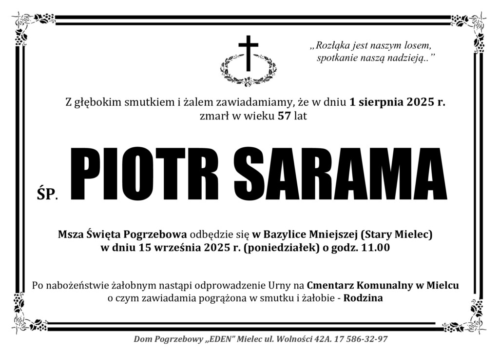 Read more about the article ŚP. PIOTR SARAMA