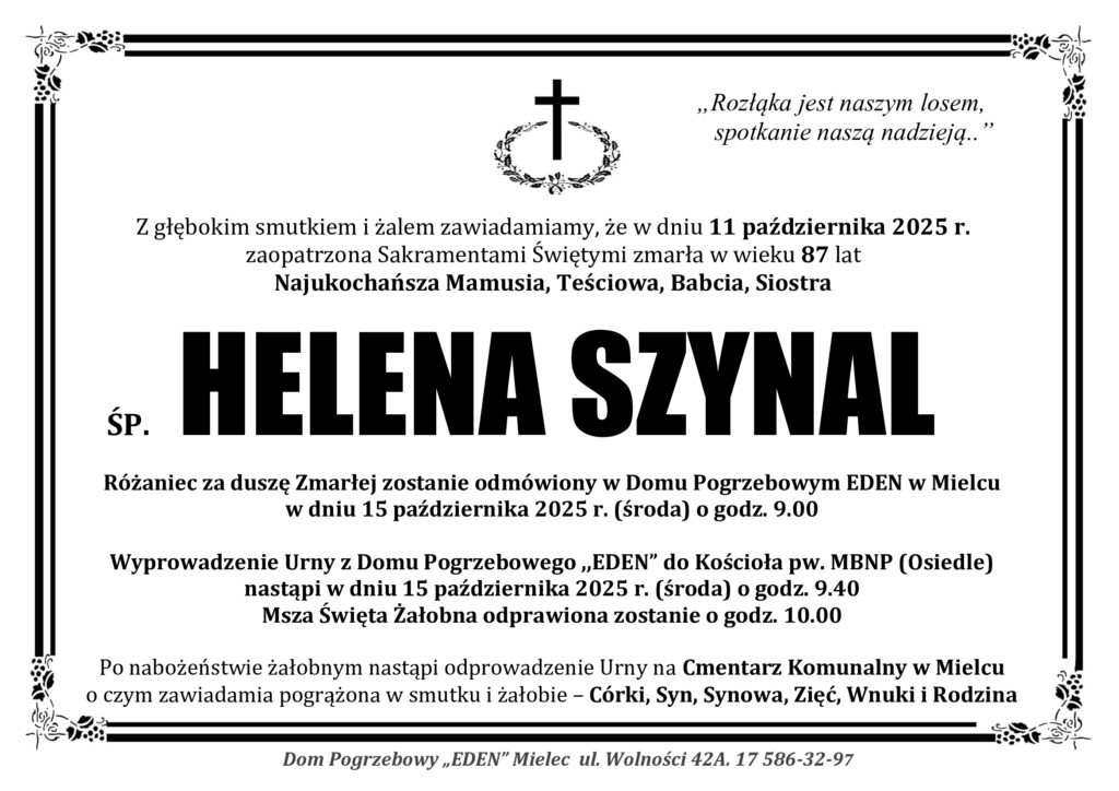 Read more about the article ŚP. HELENA SZYNAL