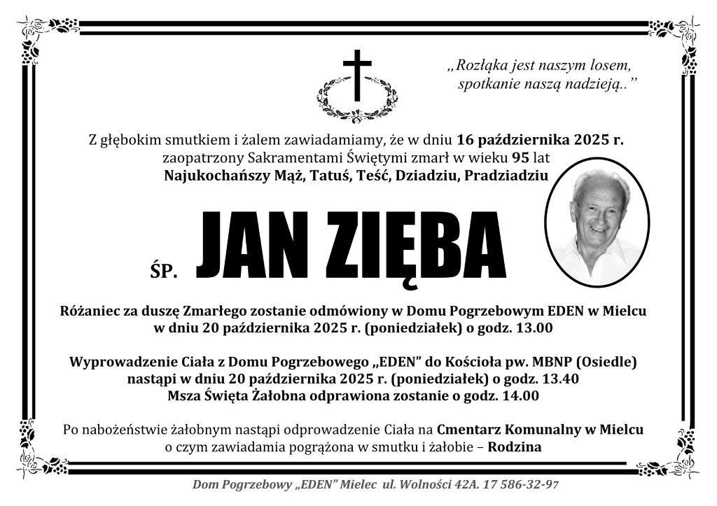 Read more about the article ŚP. JAN ZIĘBA