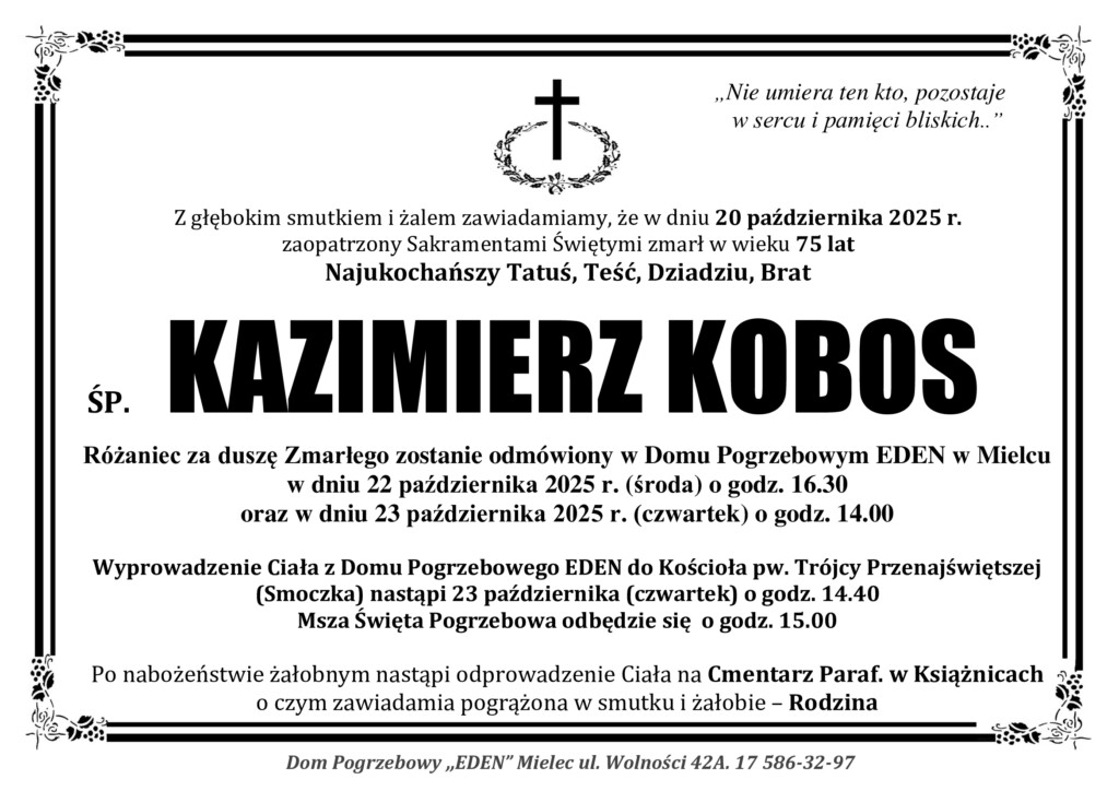Read more about the article ŚP. KAZIMIERZ KOBOS