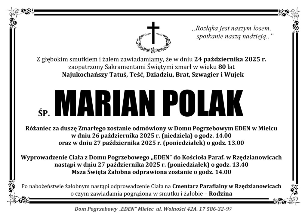 Read more about the article ŚP. MARIAN POLAK