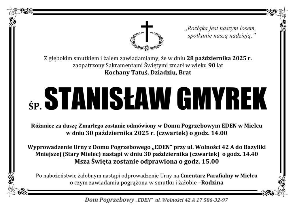 Read more about the article ŚP. STANISŁAW GMYREK