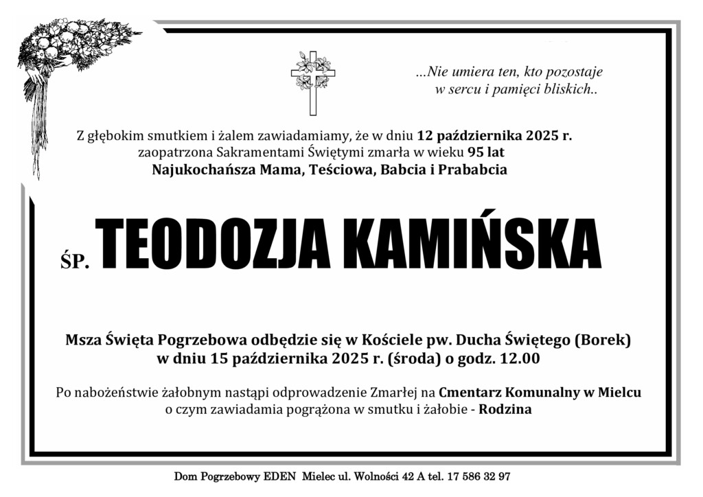 Read more about the article ŚP. TEODOZJA KAMIŃSKA