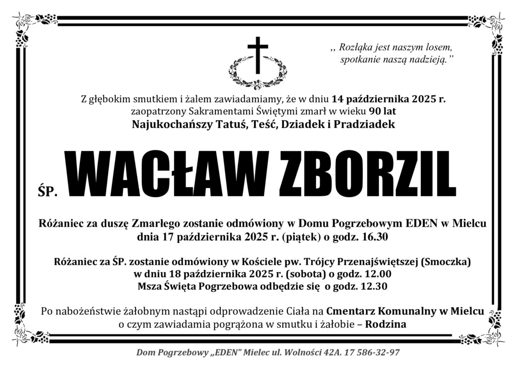 Read more about the article ŚP. WACŁAW ZBORZIL