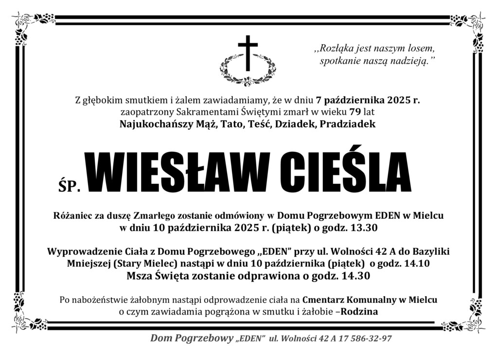Read more about the article ŚP. WIESŁAW CIEŚLA