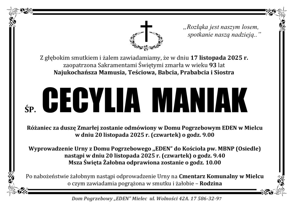 You are currently viewing ŚP. CECYLIA MANIAK