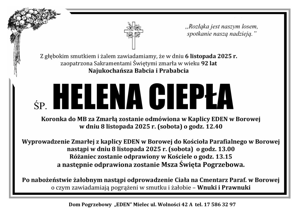 Read more about the article ŚP. HELENA CIEPŁA