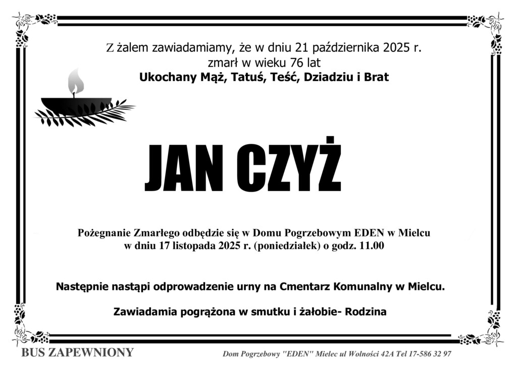 You are currently viewing ŚP. JAN CZYŻ