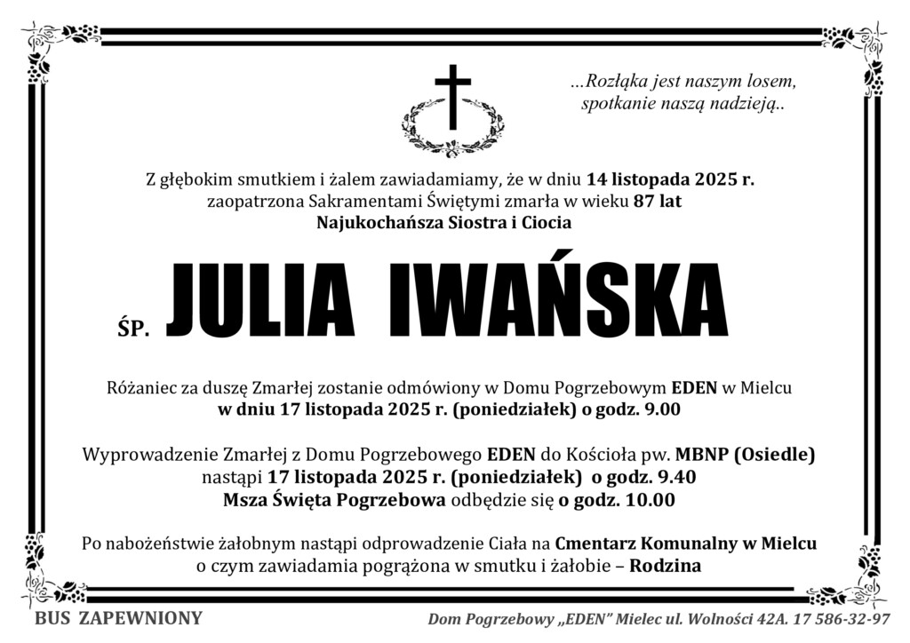 You are currently viewing ŚP. JULIA IWAŃSKA