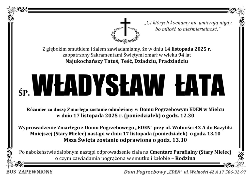 You are currently viewing ŚP. WŁADYSŁAW ŁATA