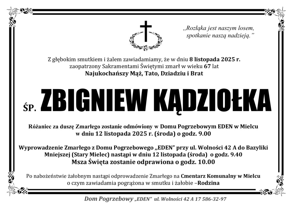 You are currently viewing ŚP. ZBIGNIEW KĄDZIOŁKA