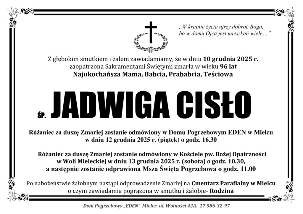 You are currently viewing ŚP. JADWIGA CISŁO