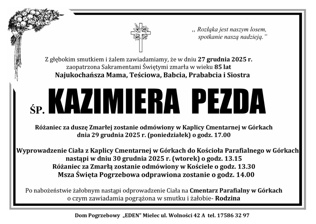 You are currently viewing ŚP. KAZIMIERA PEZDA