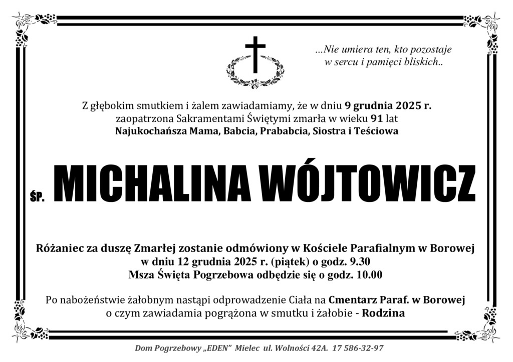 You are currently viewing ŚP. MICHALINA WÓJTOWICZ