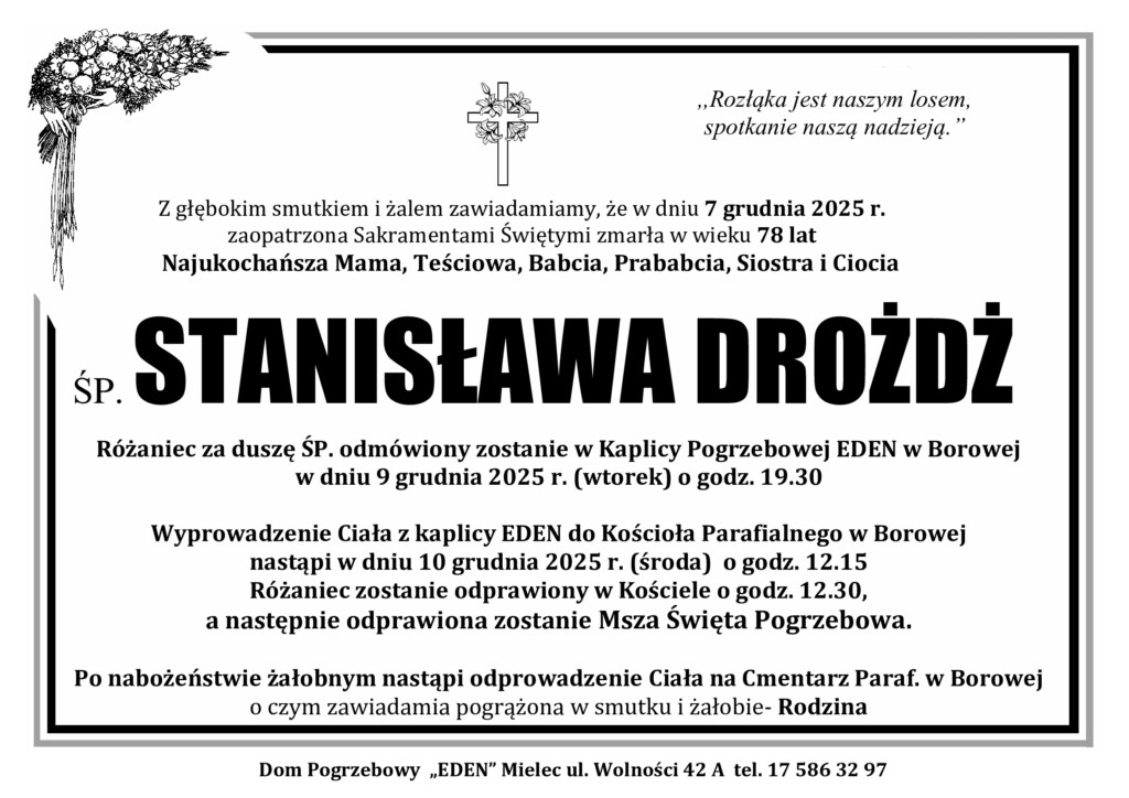 You are currently viewing ŚP. STANISŁAWA DROŻDŻ