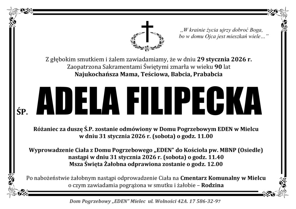 You are currently viewing ŚP. ADELA FILIPECKA