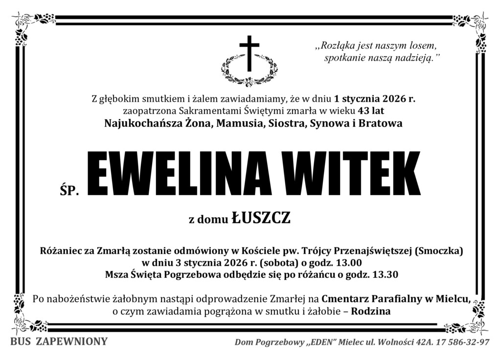 You are currently viewing ŚP. EWELINA WITEK