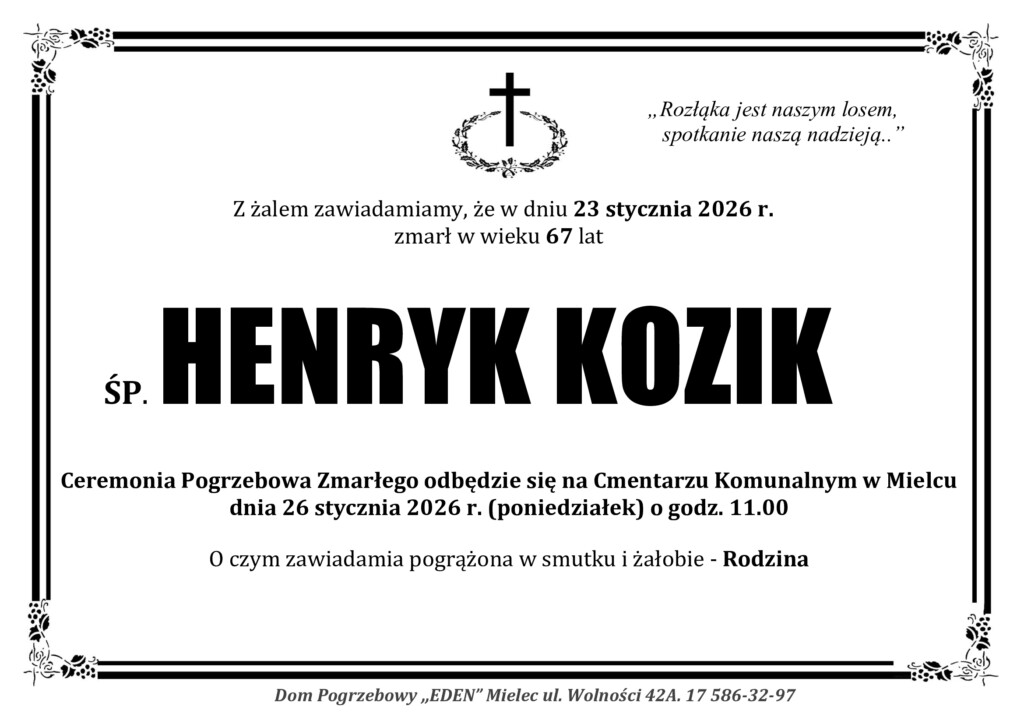 Read more about the article ŚP. HENRYK KOZIK