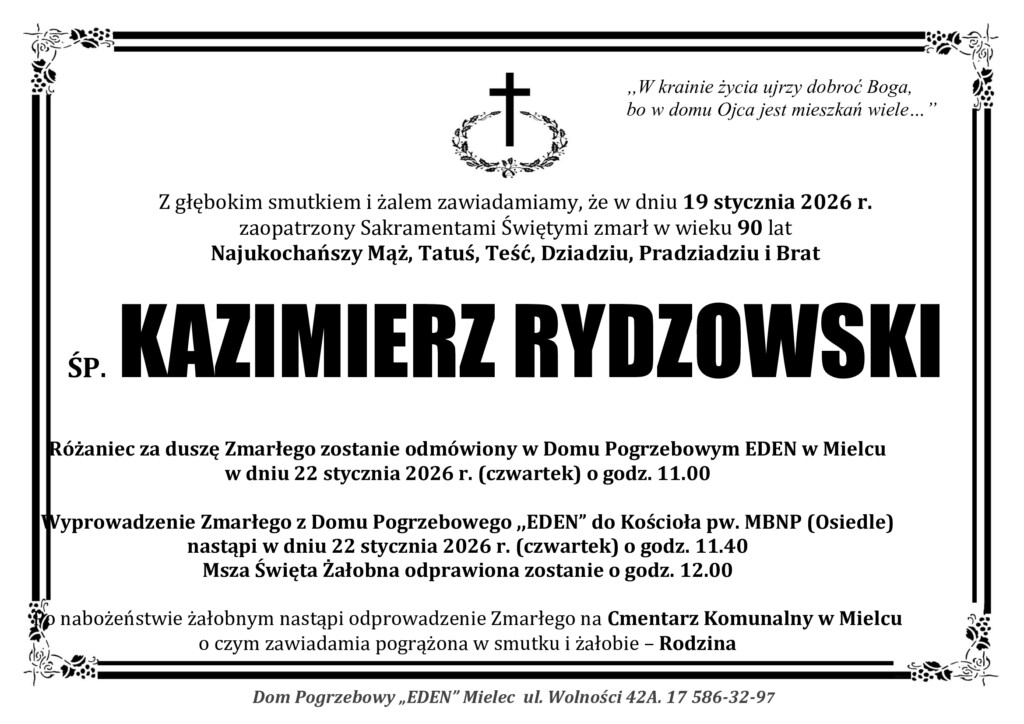 Read more about the article ŚP. KAZIMIERZ RYDZOWSKI