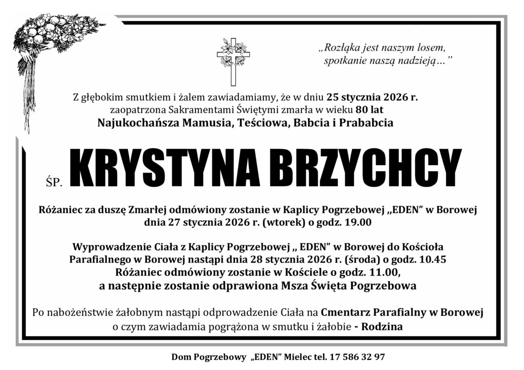 Read more about the article ŚP. KRYSTYNA BRZYCHCY