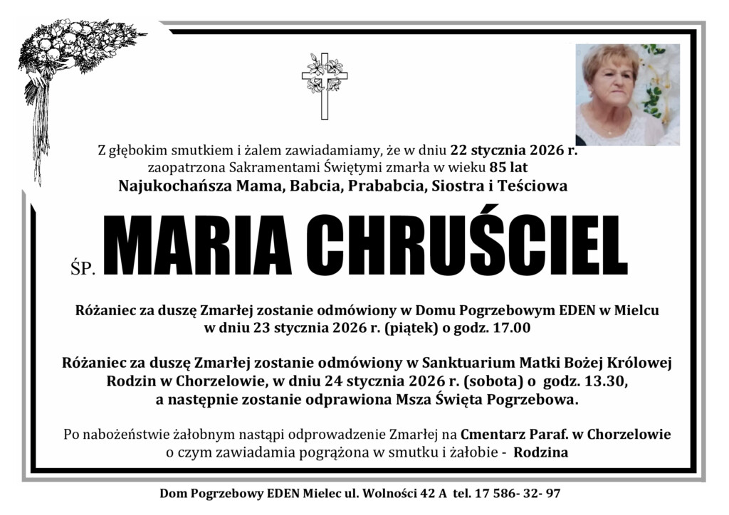 You are currently viewing ŚP. MARIA CHRUŚCIEL