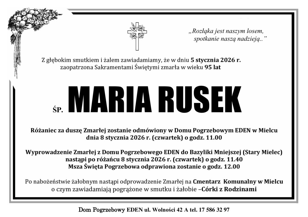 Nekrolog - EDEN Dom Pogrzebowy Mielec