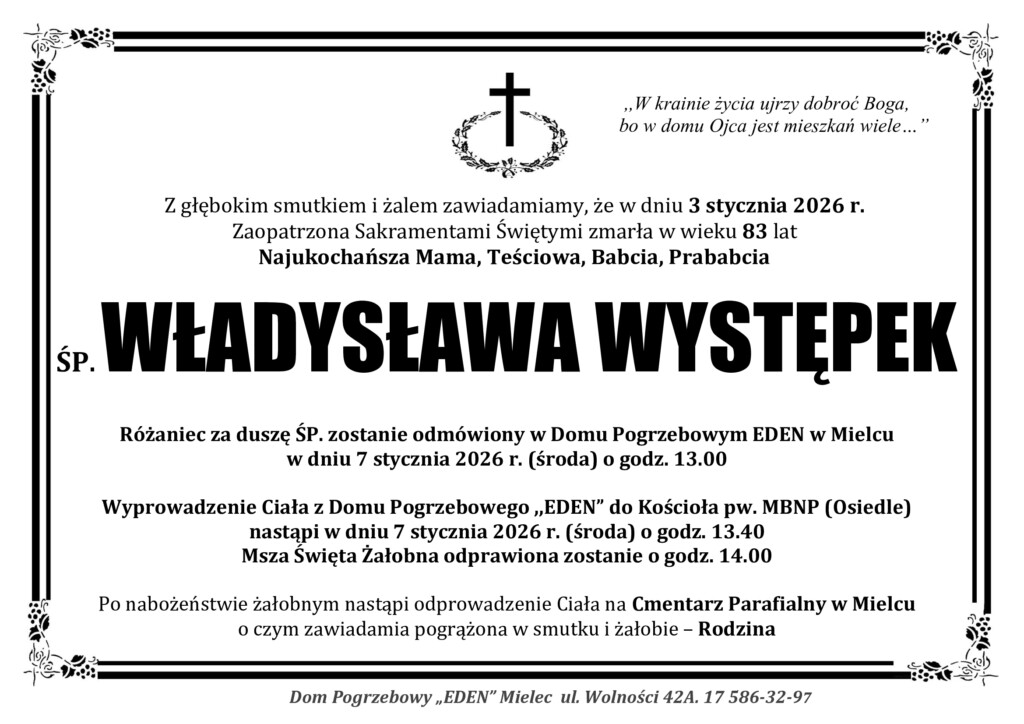 You are currently viewing ŚP. WŁADYSŁAWA WYSTĘPEK
