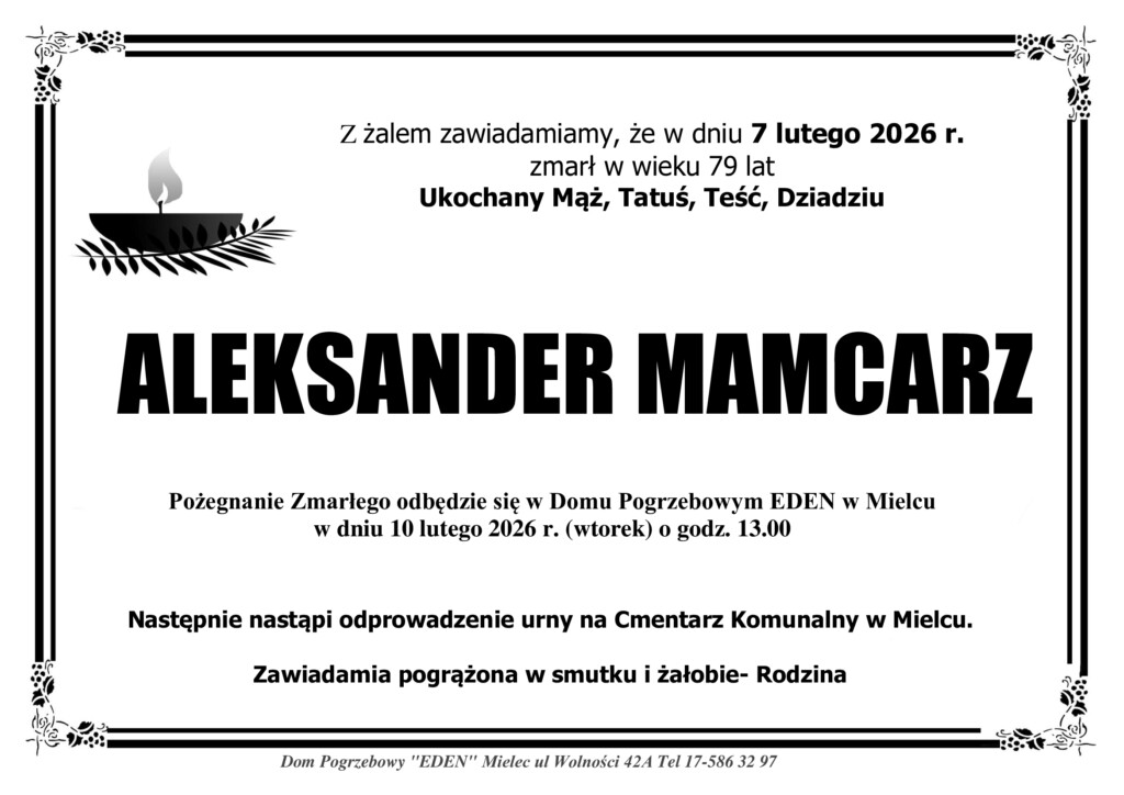 ŚP. ALEKSANDER MAMCARZ