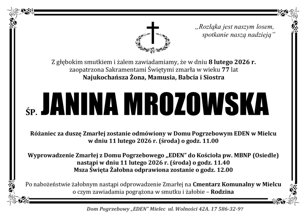 ŚP. JANINA MROZOWSKA
