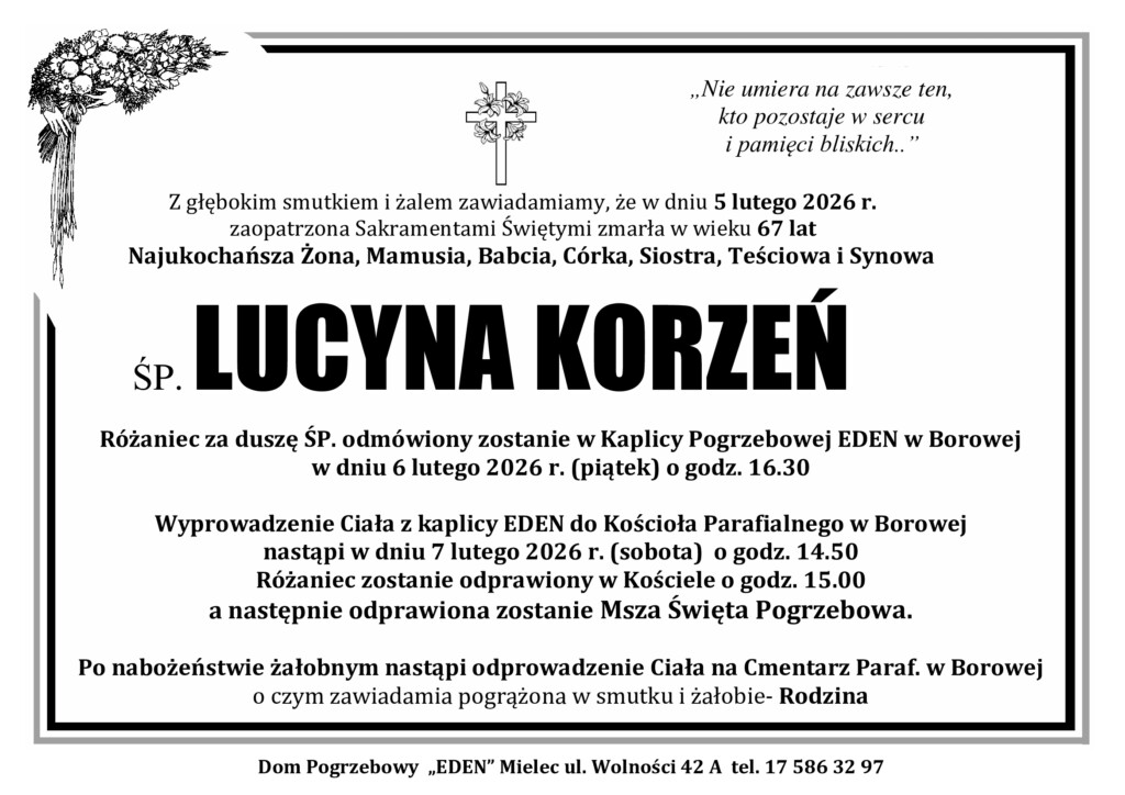 You are currently viewing ŚP. LUCYNA KORZEŃ