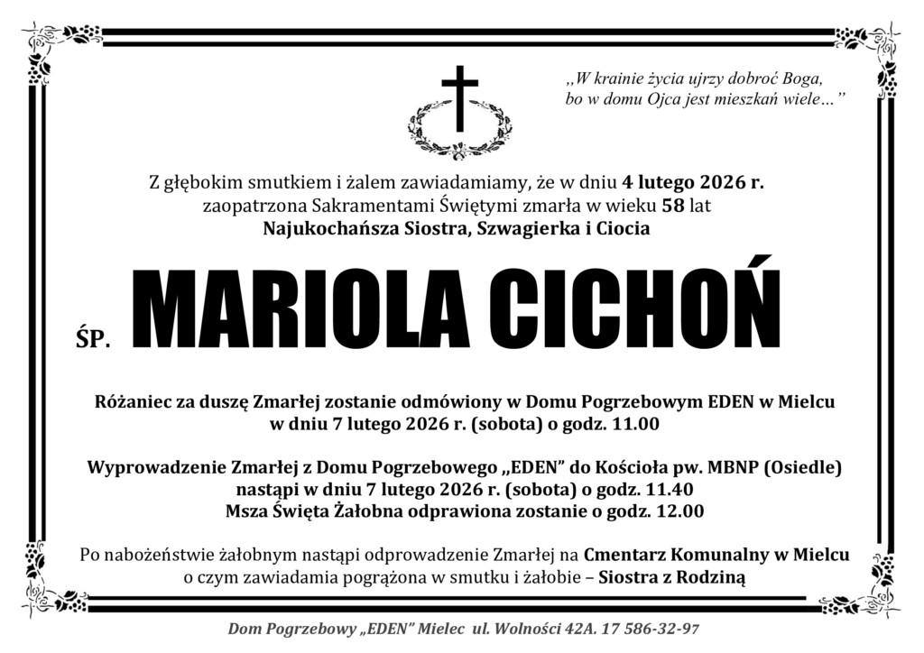 You are currently viewing ŚP. MARIOLA CICHOŃ