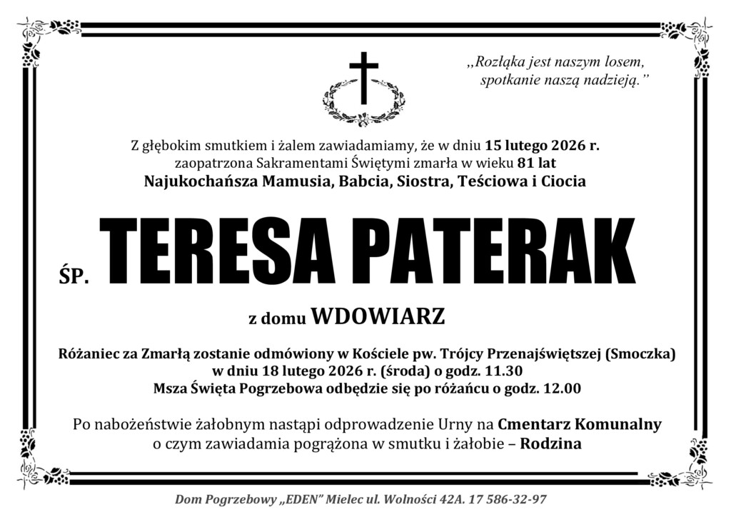You are currently viewing ŚP. TERESA PATERAK
