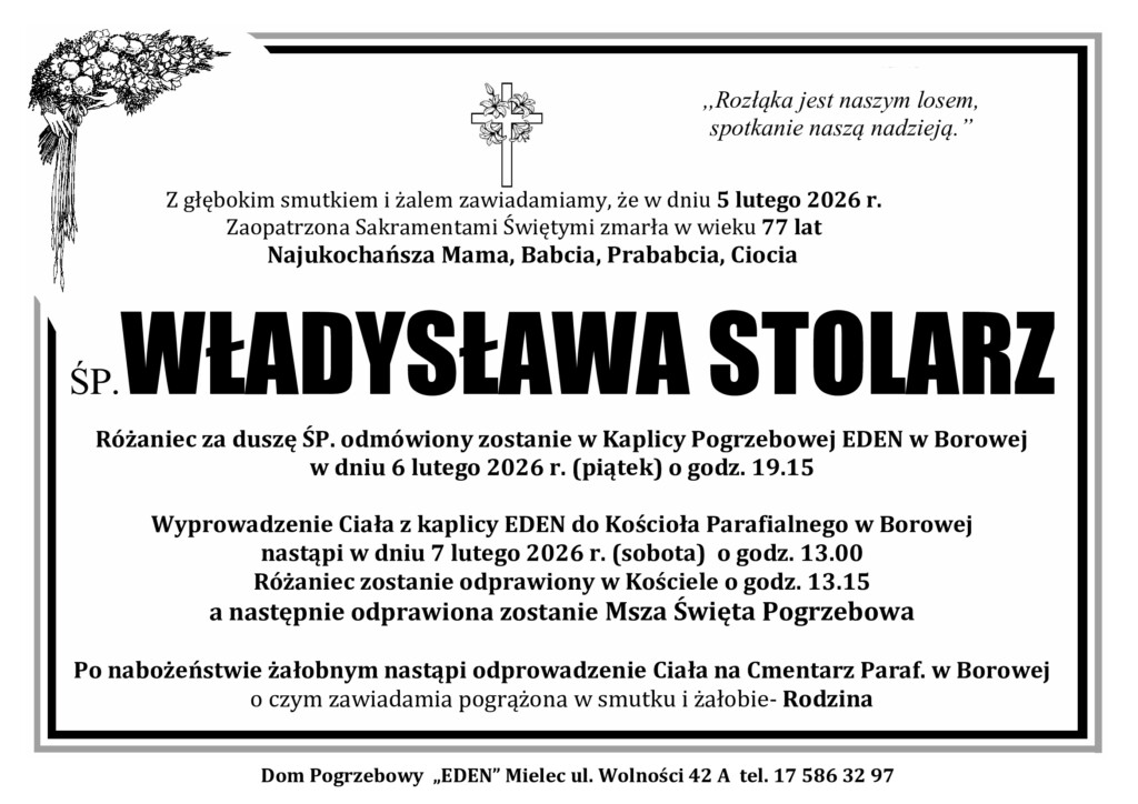 You are currently viewing ŚP. WŁADYSŁAWA STOLARZ