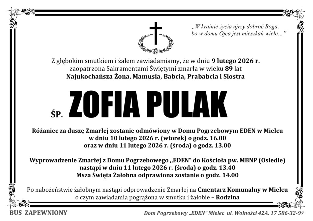 ŚP. ZOFIA PULAK
