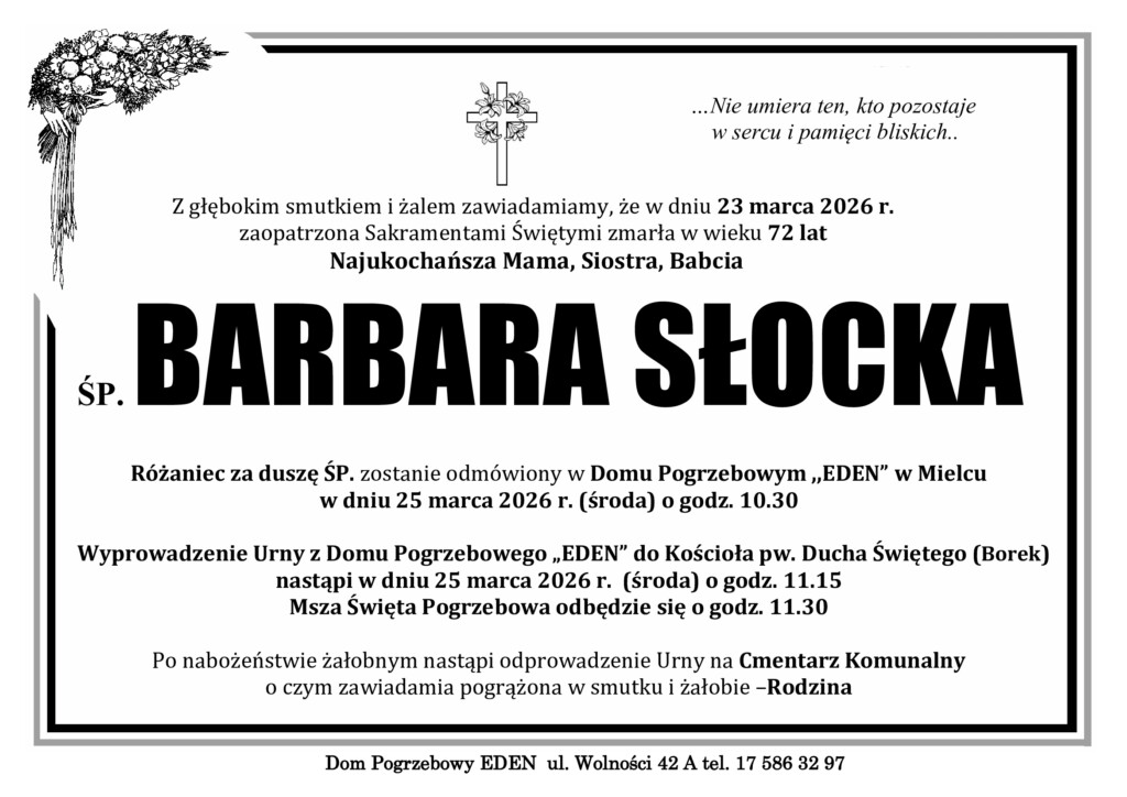 Read more about the article ŚP. BARBARA SŁOCKA