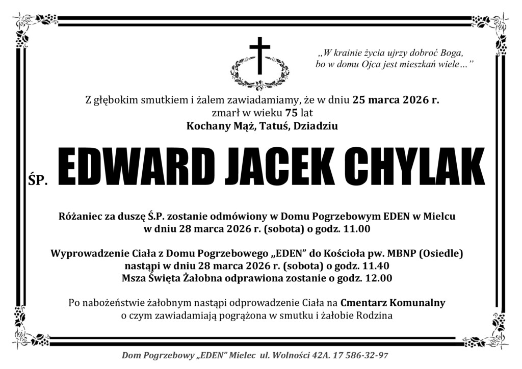 Read more about the article ŚP. EDWARD JACEK CHYLAK