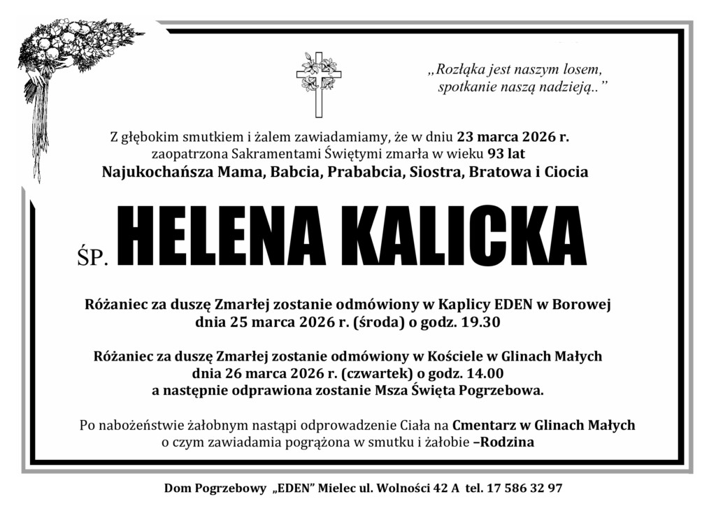 Read more about the article ŚP. HELENA KALICKA