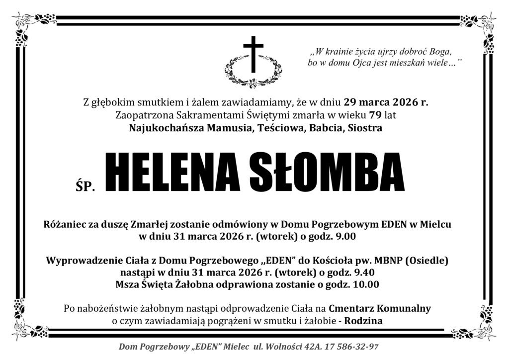 Read more about the article ŚP. HELENA SŁOMBA