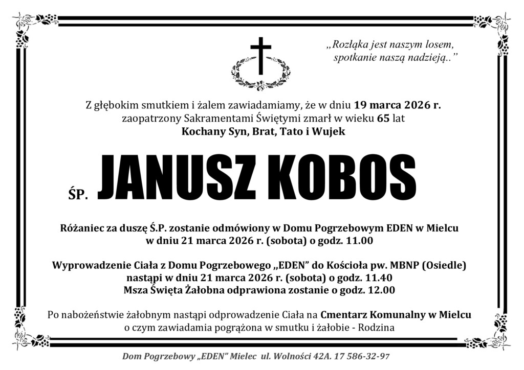 Read more about the article ŚP. JANUSZ KOBOS
