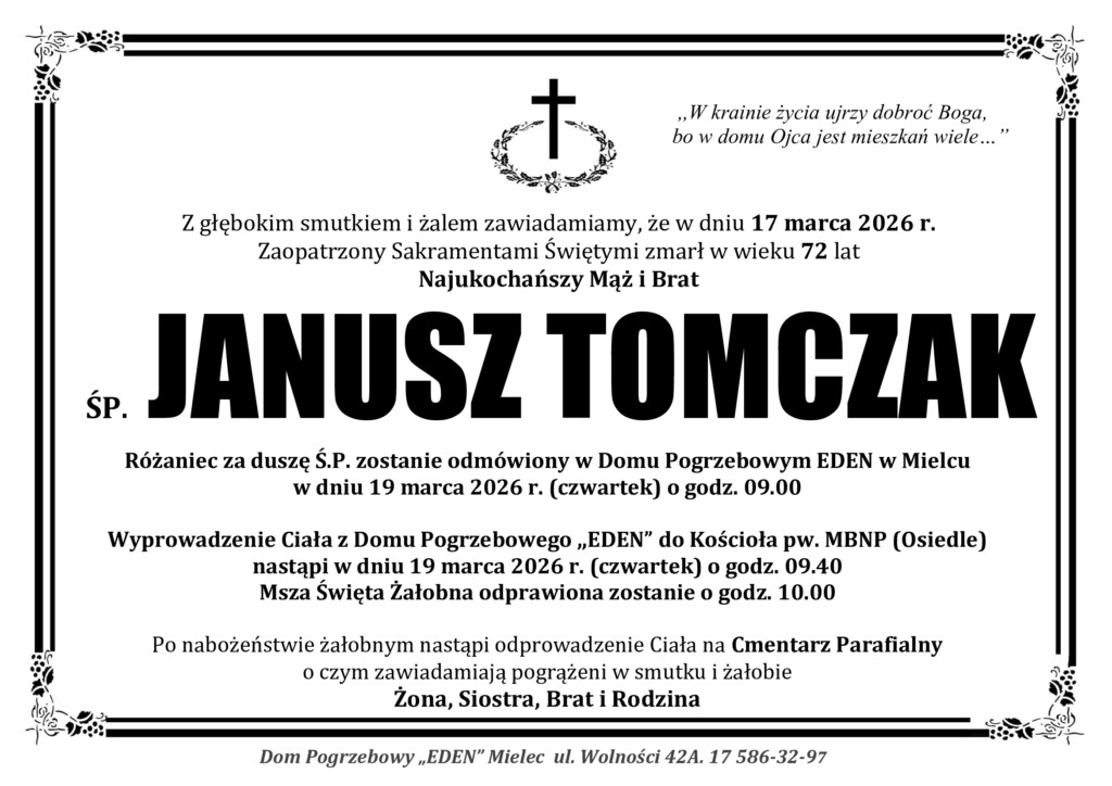 Read more about the article ŚP. JANUSZ TOMCZAK
