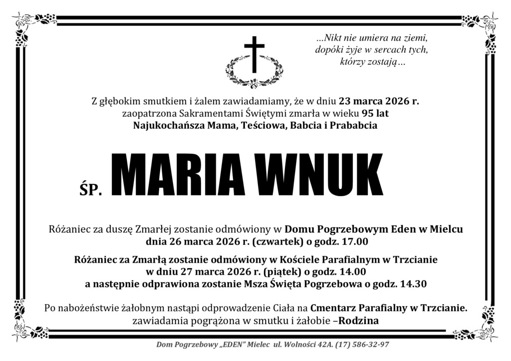 Read more about the article ŚP. MARIA WNUK