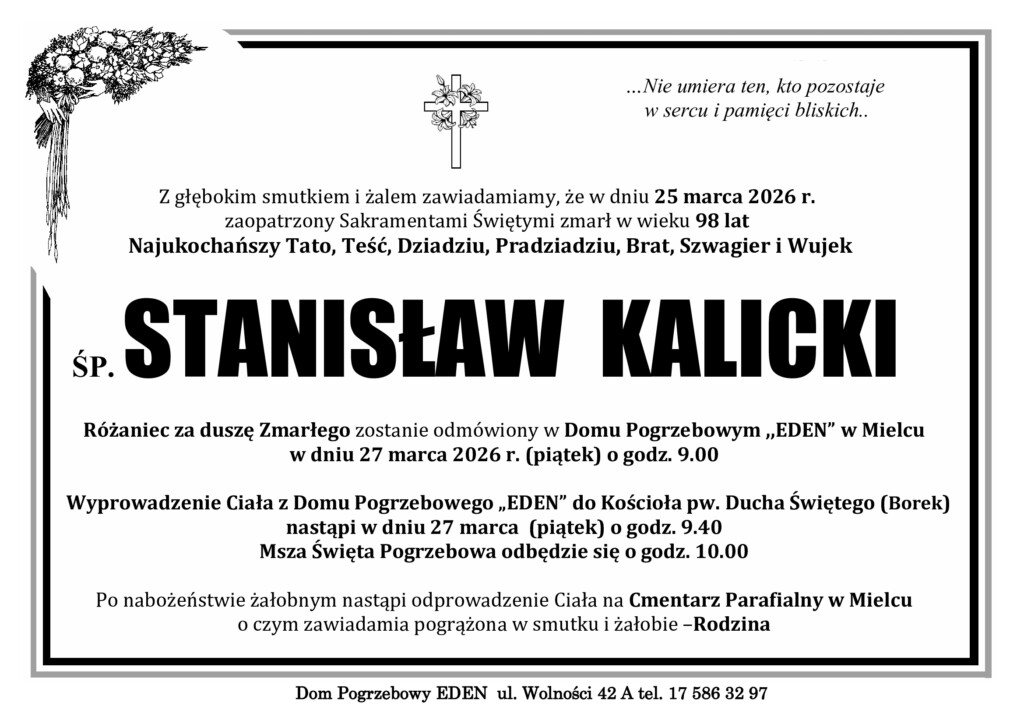 Read more about the article ŚP. STANISŁAW KALICKI