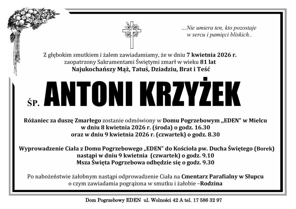 Read more about the article ŚP. ANTONI KRZYŻEK