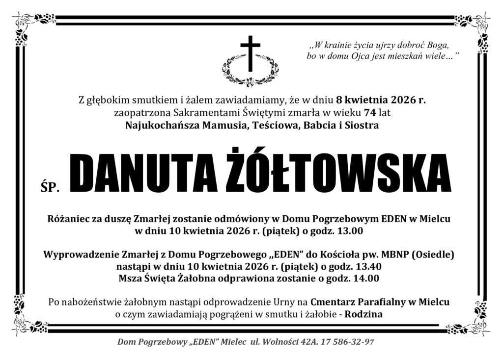 You are currently viewing ŚP. DANUTA ŻÓŁTOWSKA