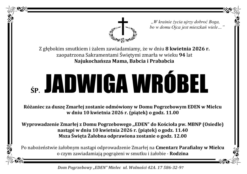 You are currently viewing ŚP. JADWIGA WRÓBEL