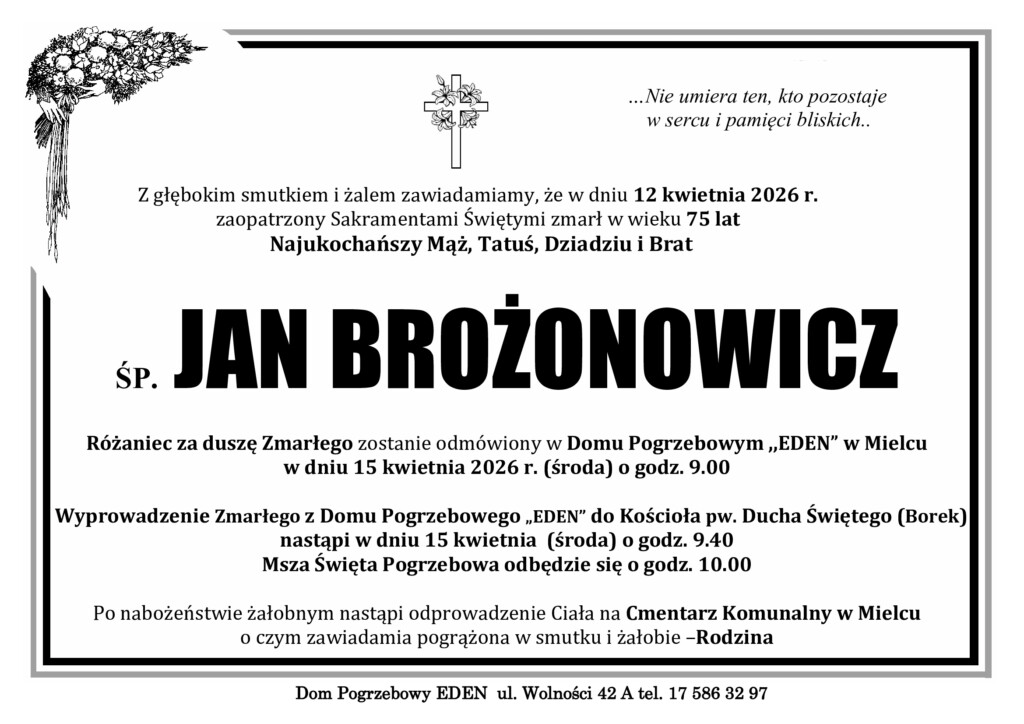 Read more about the article ŚP. JAN BROŻONOWICZ