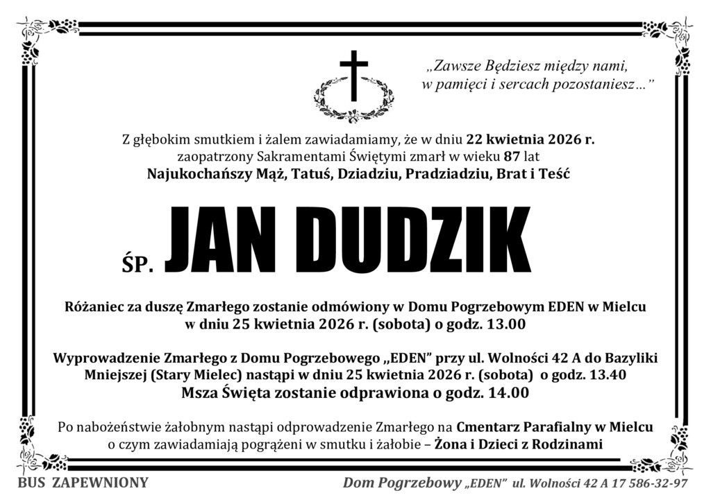 Read more about the article ŚP. JAN DUDZIK