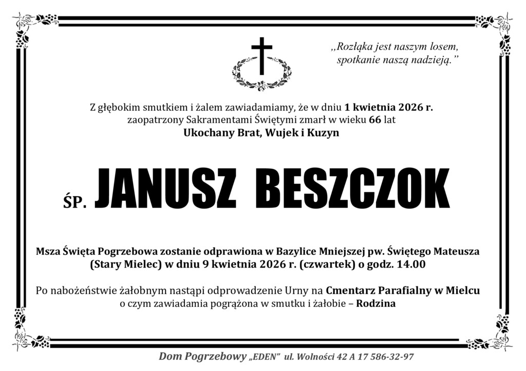 Read more about the article ŚP. JANUSZ BESZCZOK