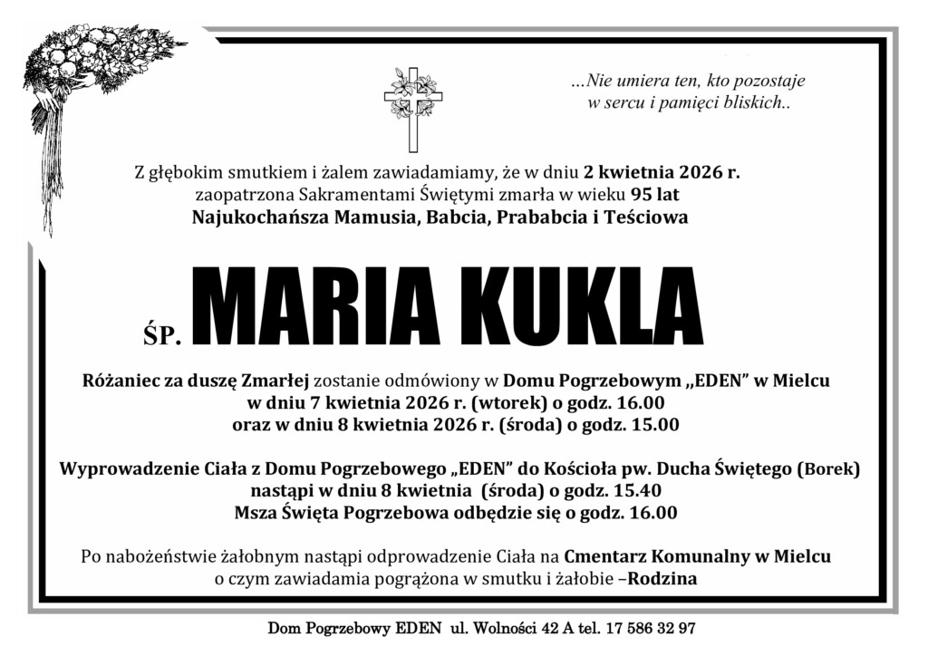 Read more about the article ŚP. MARIA KUKLA