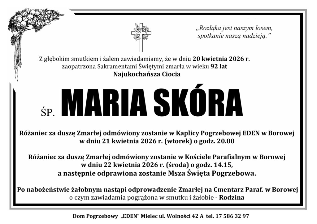 Read more about the article ŚP. MARIA SKÓRA